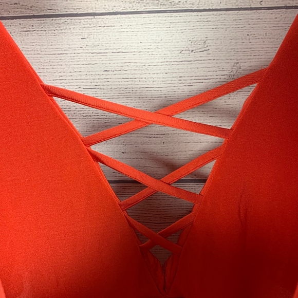 Forever 21 Reddish Orange Criss Cross V Neck Dress - Picture 3 of 5